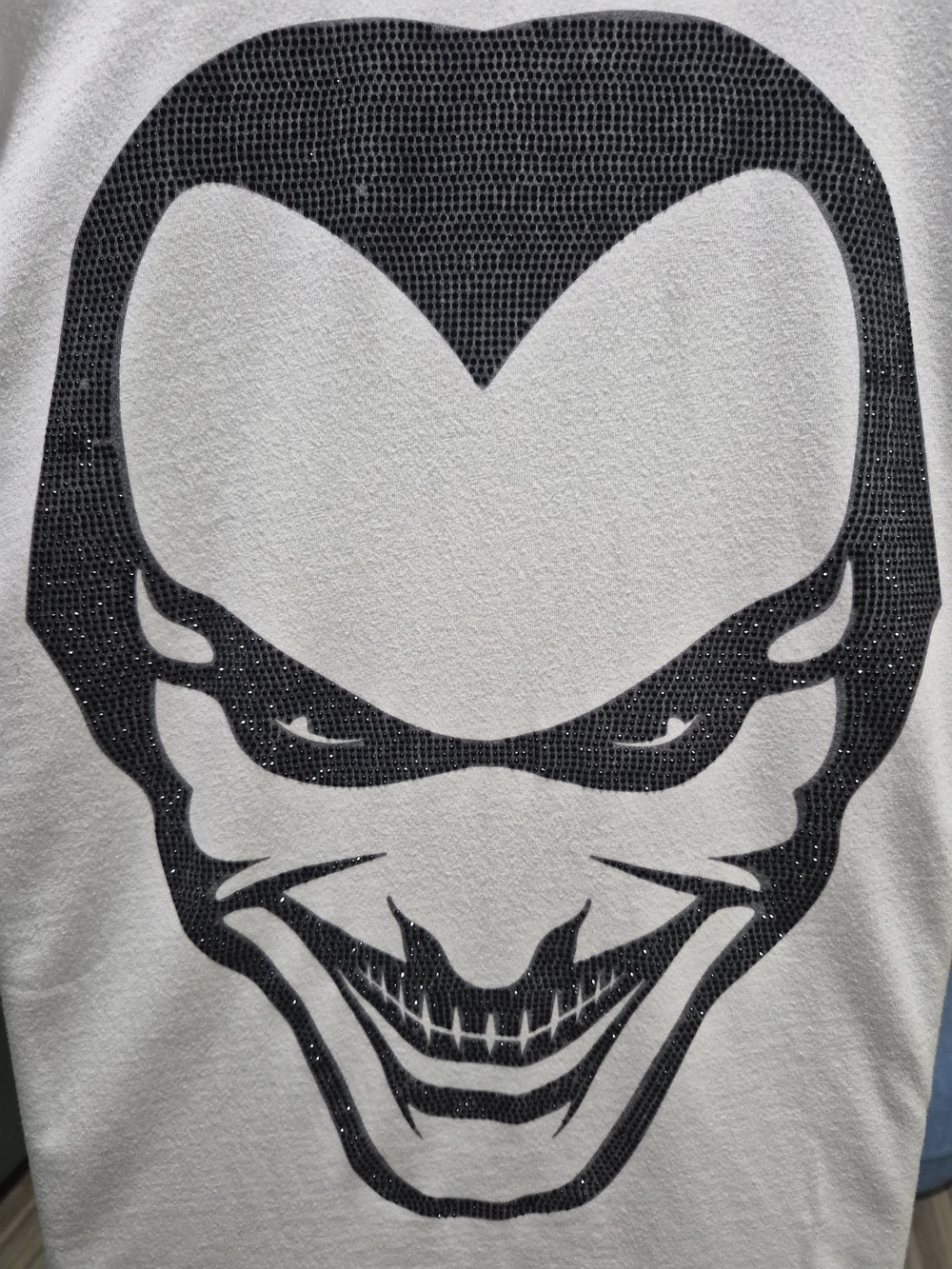 Veni Vidi Vici Graphic T-Shirt - White w/ Black Contrast Trim & Rhinestone Joker